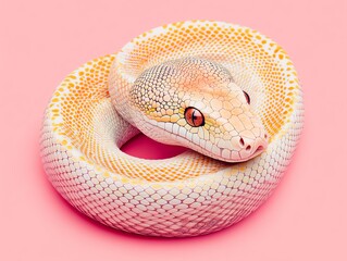 Fototapeta premium Pastel ball python on pink background