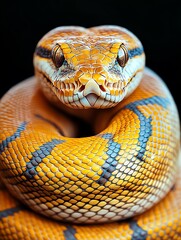 Fototapeta premium Close-up of a coiled Sumatran python