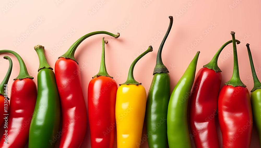 Poster A vibrant display of exotic chillies against a soft pastel background adds warmth and visual interest to any setting._00001_
