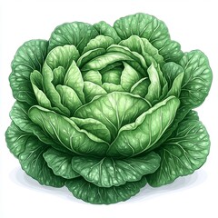 Obraz premium Vibrant cartoon illustration of cabbage