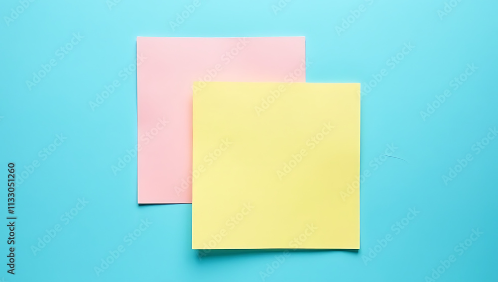 Leinwandbilder a sheet of colorful note paper sits against a bright blue background with subtle texture and design 