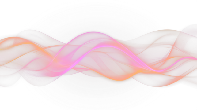 Neon pink and orange abstract overlapping waves with soft shine isolated on transparent background, cutout - Powered by Adobe