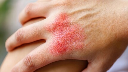 Close-Up View of Psoriasis on Hand and Elbow, Showcasing Inflammation and Skin Health Challenges
