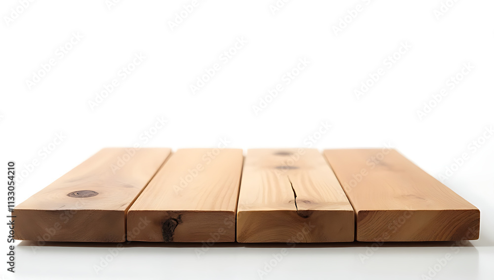 Poster a real nature wood table top with texture is shown on a white background for product display and vis