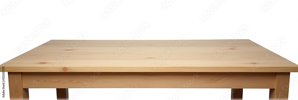 Poster a photo of a wooden table with a selective focus, isolated on a white background as a transparent pn