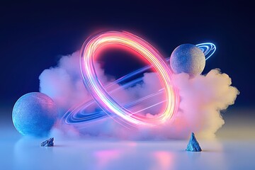 Generative AI Online Banner for Science Fiction Day Futuristic Poster Design in Cosmic Environment