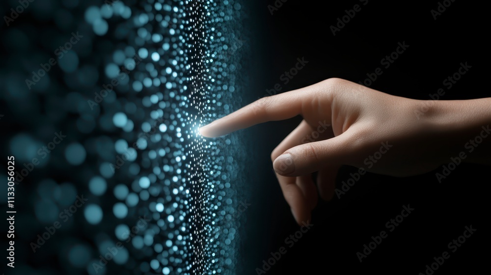 Poster digital touch innovation technology data future interface hand connection abstract background