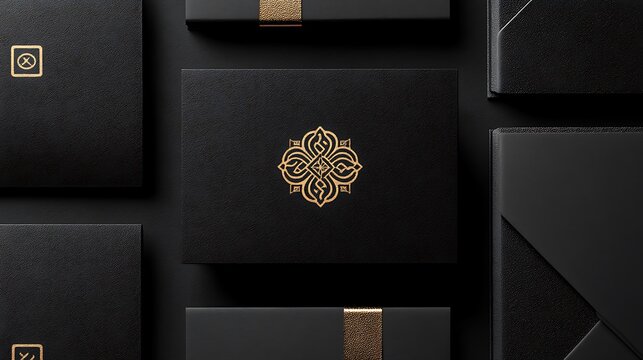 Gold foil logo mockup on a matte black business card for a high-end feel