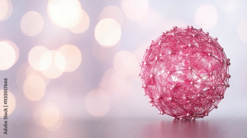 Poster pink abstract sphere network connection bokeh background
