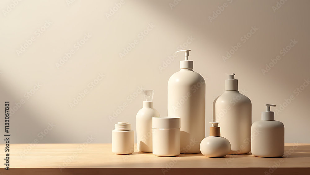 Poster A minimalist wooden tabletop provides a clean background for displaying products in a visually appealing and artistic way._00002_