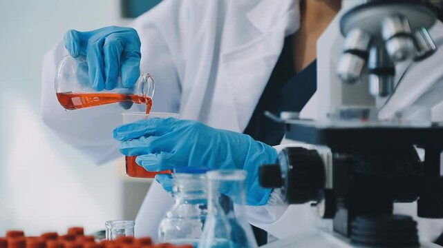 Laboratory assistant in the laboratory of of food quality.Cell culture assay.