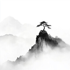 Ink painting, ink flowers, Chinese landscape painting