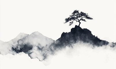Ink painting, ink flowers, Chinese landscape painting