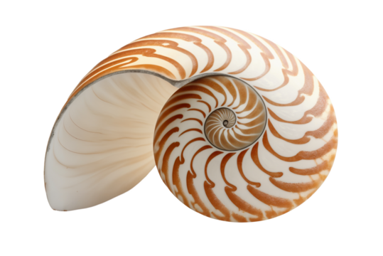 A round seashell with intricate patterns