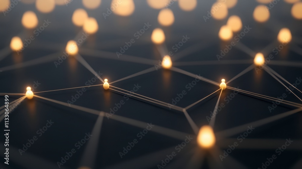 Poster global network connection illuminated nodes lines abstract