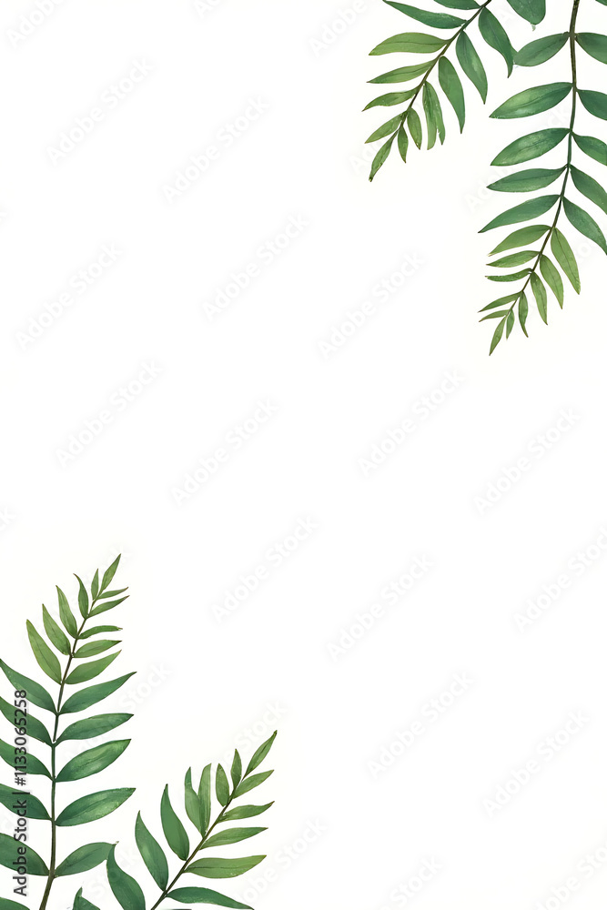 Poster a fern pattern leaves a natural design on a plain white background evoking tropical botanical themes