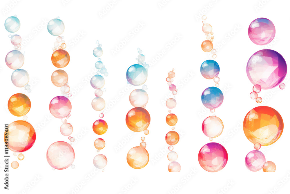 Aufkleber detailed vector illustration of floating soap bubbles, each with distinct sizes and shimmering surfa