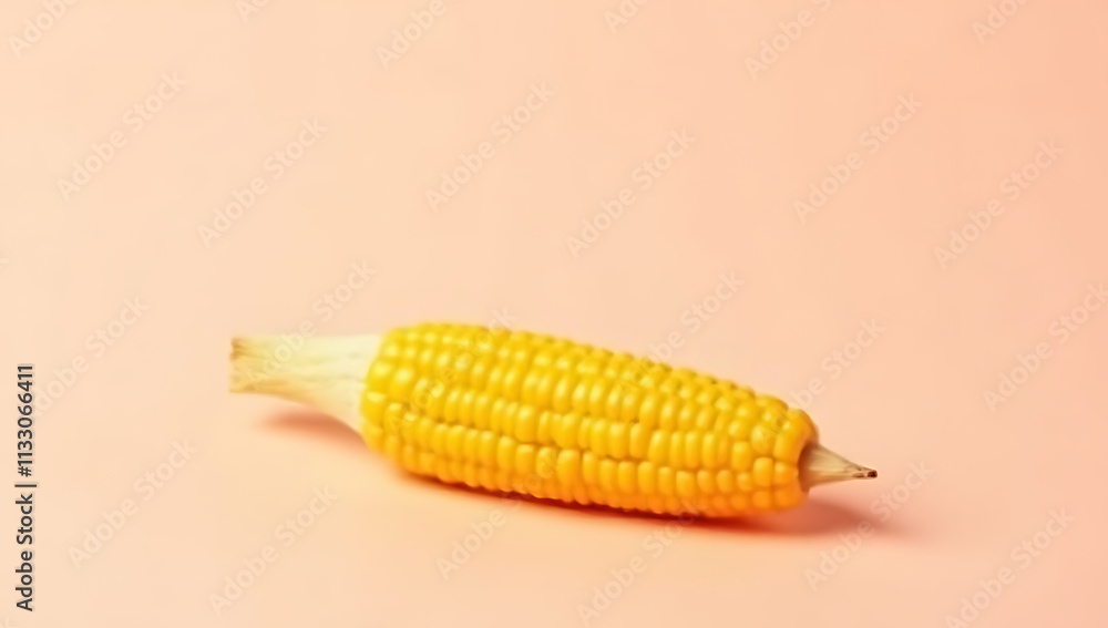 Poster a delicate corn element is showcased against a soft pastel colored background as part of a food conc