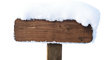 Wooden Sign Covered in Snow