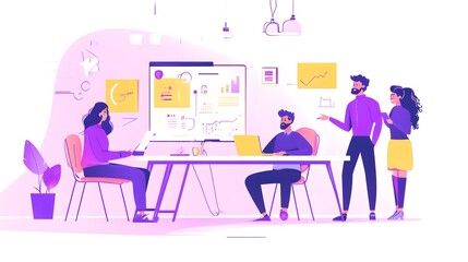 Team Meeting Presentation Modern Office Workplace Collaboration