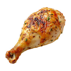 A roasted crispy skin chicken leg isolated on transparent background
