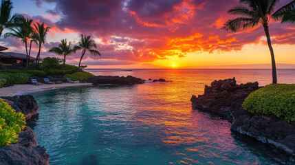 Serene Sunset Over Vibrant Ocean Sky