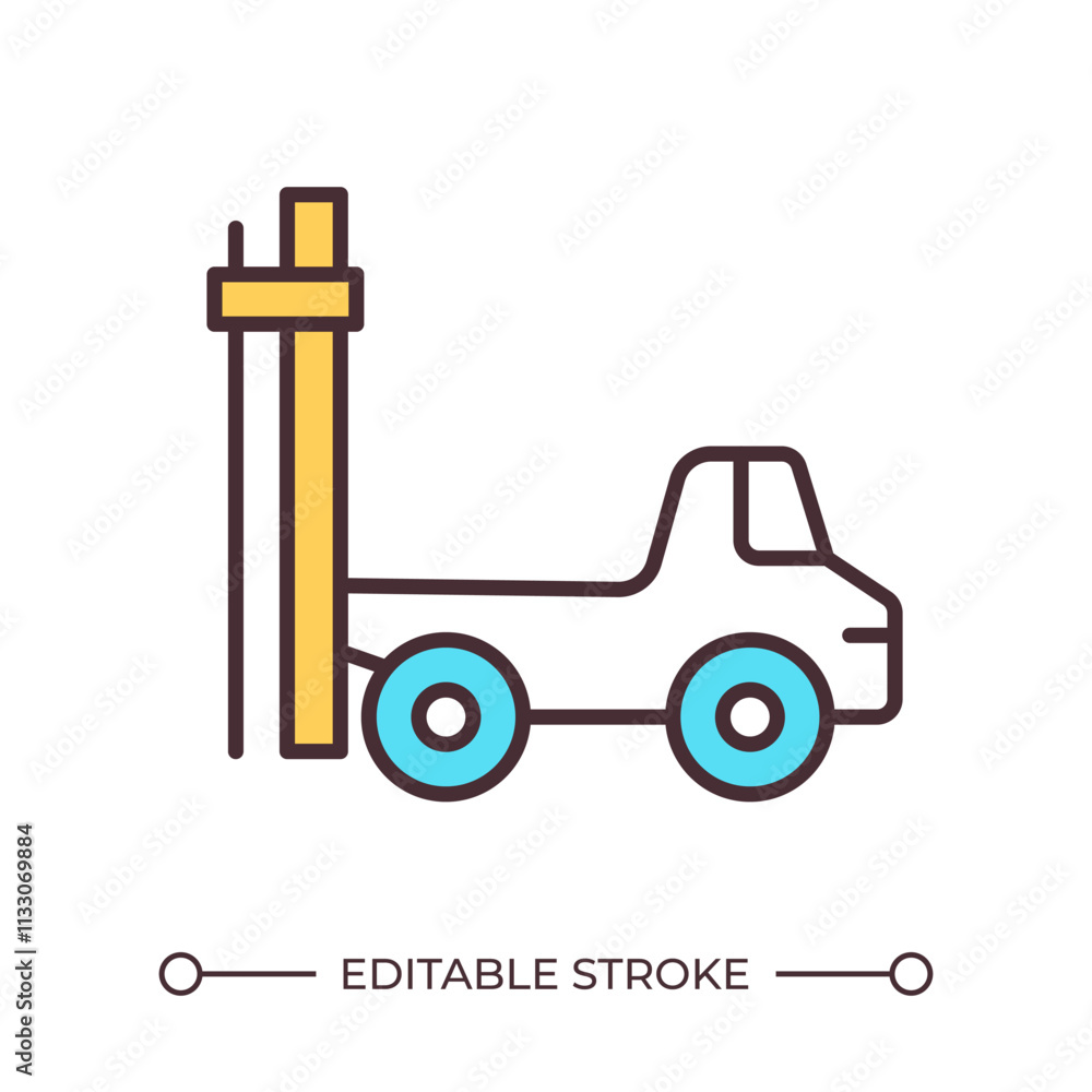 Poster geotechnical soil testing drilling rig rgb color icon. truck with bore for geodetic survey. ground e