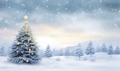 Obraz premium christmas tree in snow