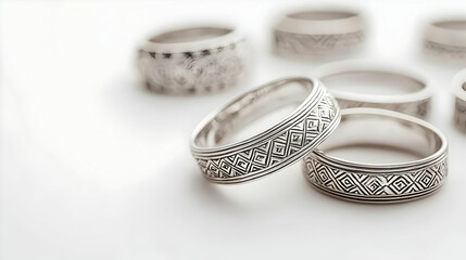 Silver Rings with Geometric Pattern - Product Photo