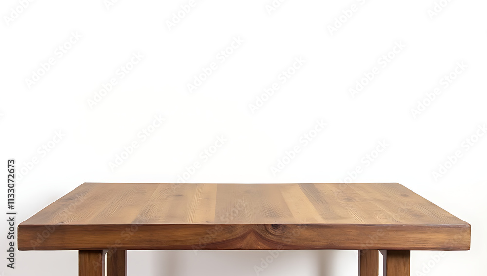 Poster a beautifully textured wooden tabletop with a subtle finish is showcased against a crisp white backg