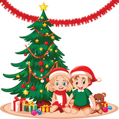 Merry Christmas Children Vectors and Children wear Christmas costume cartoon character.