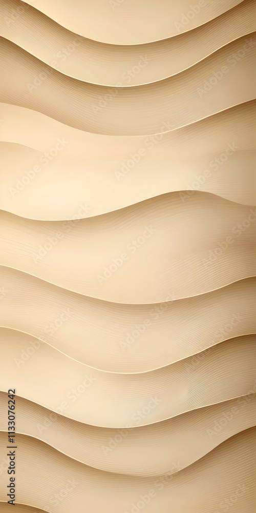 Poster an abstract background featuring layered, wavy textures in soft beige tones, creating a soothing and