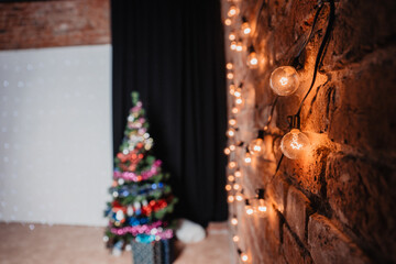 christmas tree with lights and decorations