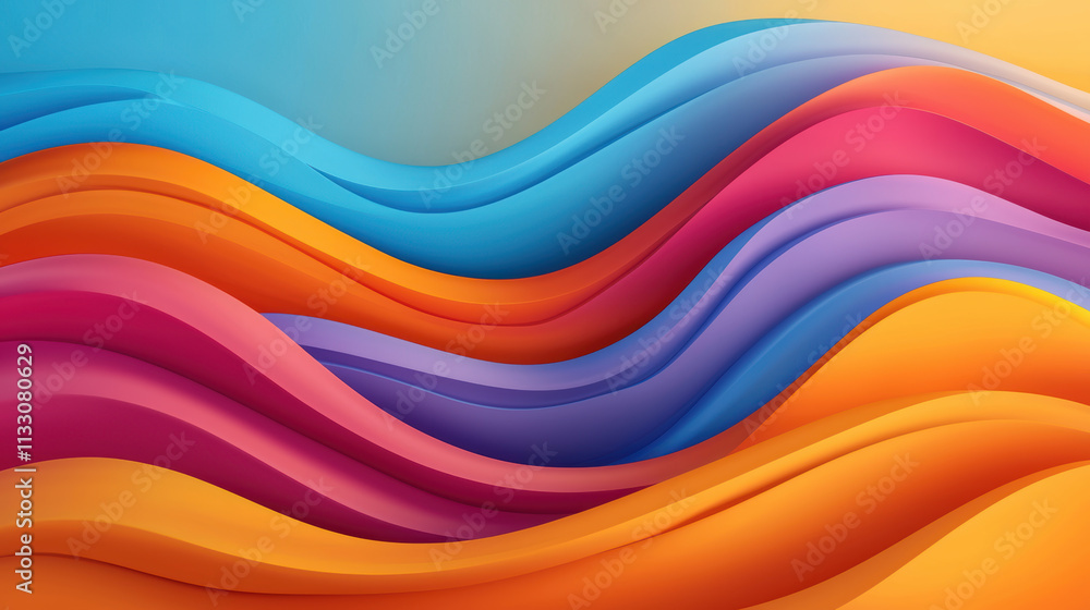Poster bold abstract waves in dynamic gradient colors create vibrant visual experience