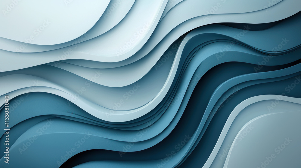 Aufkleber fluid abstract gradient waves in shades of blue and teal create calming effect