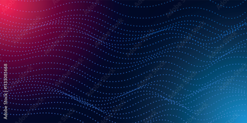 Aufkleber abstract waving particle technology background design. abstract wave moving dots flow particles, hi-