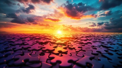 Sunrise Over Puzzle Landscap