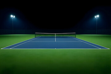 Fototapeta premium Night Tennis Court 3D Illustration