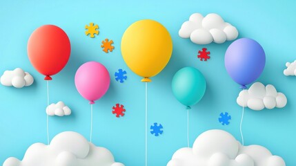 World autism awareness day, Mental health care and Child development concept