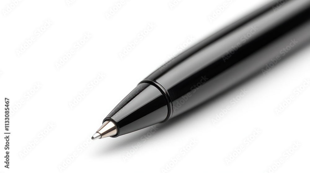 Poster a close-up of a sleek black pen, emphasizing its design and writing functionality.