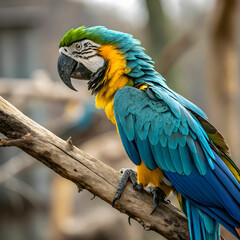 Obraz premium tropical macaw perched vibrant feathers in focus
