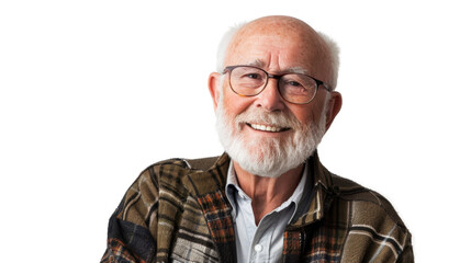 Obraz premium Portrait of smiling american senior male on white background 
