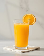Fototapeta premium Delicately Crafted Glass of Freshly Squeezed Orange Juice Created with Generative AI