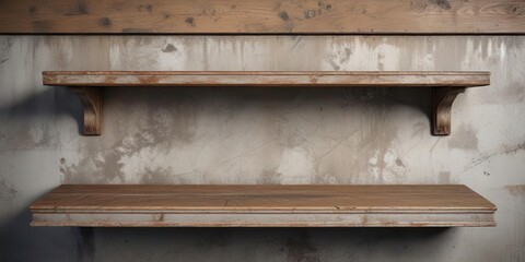 Weathered wooden shelf with distressed paint finish, eclectic, chipped paint, distressed wood, vintage style