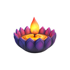 Diwali diya colorful lamp isolated on transparent background remove png, clipping path