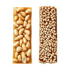 Honey bars with peanuts isolated on transparent background remove png, clipping path