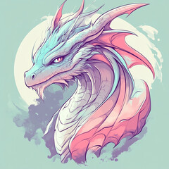 Obraz premium Dragon anime concept full color illustration