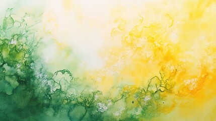 Fototapeta premium Abstract Watercolor Background in Yellow and Green Tones