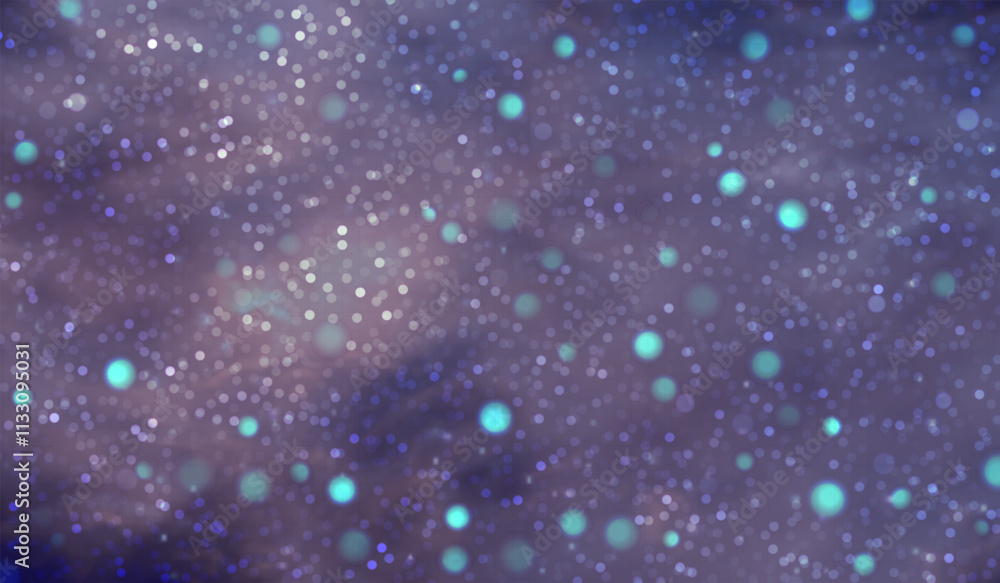 Aufkleber vector illustration with bokeh effect, made in soft lilac and blue tones. many glowing particles of 