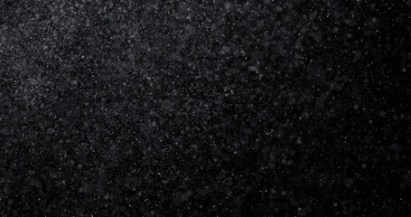Natural white winter snowfall on a black background 3d rendering